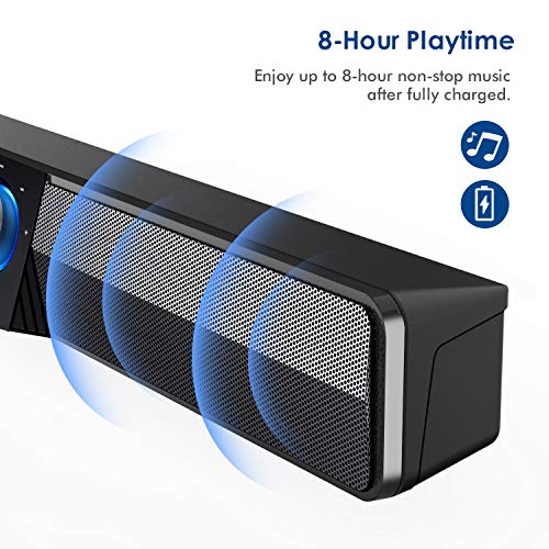 ELEGIANT Altavoz PC, Barra de Sonido Bluetooth 5.0 USB 20W Sobremesa Portátil con Cable e Inalámbrico con Sonido Estéreo Bass, Tarjeta TF Puerto USB para PC, Ordenador portátil, TV, Teléfono Móvil