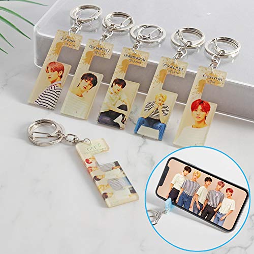 Elibeauty TXT KPOP Hombres Cantante Equipo Creativo Acrílico Llaveros Decorativos Llaveros Accesorios para Mochila Bolso para Fans Regalos