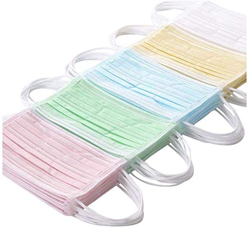 ELLAAO 50 Piezas 3 Capas, 5 Colores, 10 Cada Uuno, Protege La Boca Y La Boca, Evita El Contacto De Polvo Y La TransmisióN, Limpia/Exterior