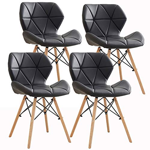 Ellexir Pack de 4 Sillas Comedor Sillas de Cocina Sillas de Bar Sillas de Manicura Sillas de Oficina Sillas Metálicas Mariposa Tipo Respaldo Silla de Comedor (Negro)