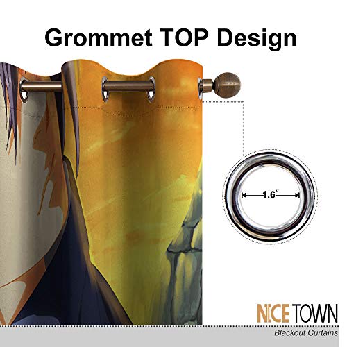 Elliot Dorothy Naruto Uzumaki y Uchiha Sasuke - Cortinas de eficiencia energética para tratamiento de ventanas, impermeable, 55 x 63 cm