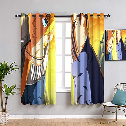 Elliot Dorothy Naruto Uzumaki y Uchiha Sasuke - Cortinas de eficiencia energética para tratamiento de ventanas, impermeable, 55 x 63 cm