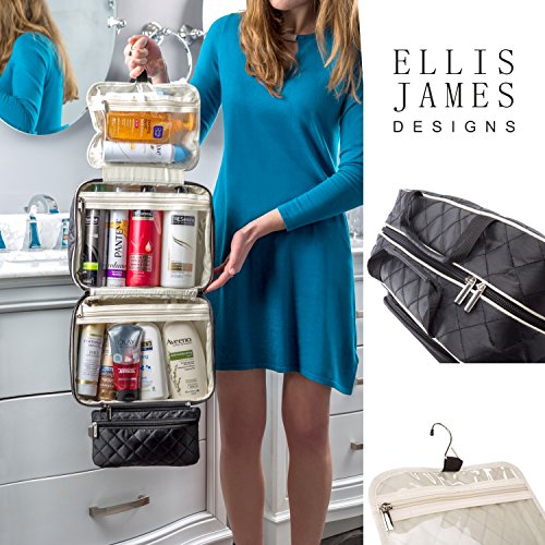Ellis James diseña una Bolsa Grande de artículos de tocador de Viaje para Mujeres, una Bolsa de Lavado, un secador de Pelo, una Caja de artículos de tocador para Maquillaje Negro