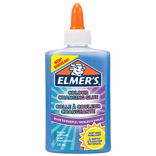 Elmer's pegamento de PVA que cambia de color, ideal para hacer slime, lavable, azul y morado, 147 ml, 1 unidad