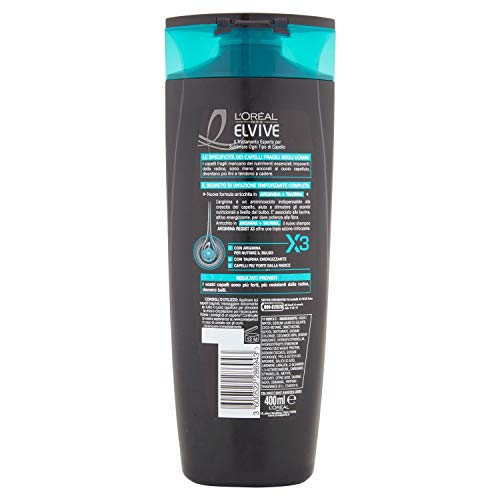 Elvive men Arginina Resist X3 Shampoo rinforzante 400 ml Pelo fragili y rotos