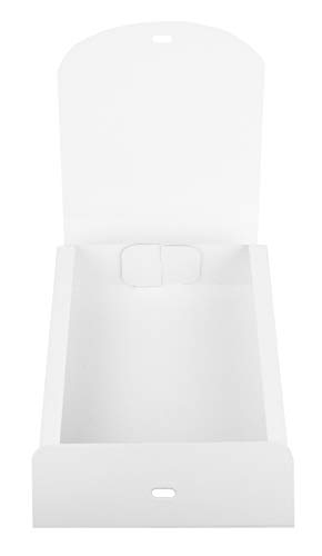 Emartbuy Paquete de 12 Caja de Regalo de Presentación en Forma Cuadrada, 16.5 cm x 16.5 cm x 5 cm, Fácil Montaje Caja de Kraft Blanca Con Cinta de Lazo
