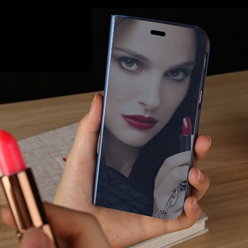 EMAXELERS Funda iPhone 8 Plus Funda de lujo con espejo Caja de maquillaje con marco de cuero de la PU Flip Bookstyle Funda protectora de cuerpo completo para iPhone 7 Plus Mirror PU : Purple