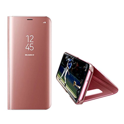 Gold EMAXELERS Galaxy S6 Edge Funda Funda Samsung Galaxy S6 Edge Espejo Caja de Maquillaje con Marco de Cuero de la PU Flip Protectora de Cuerpo Completo para Samsung Galaxy S6 Edge Mirror PU
