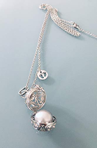 Embarazo bola, collar bola de embarazo con perla sónica y colgante de plata, joyas de regalo, idea de regalo, joya de la madre a la futura, regalo de la futura madre