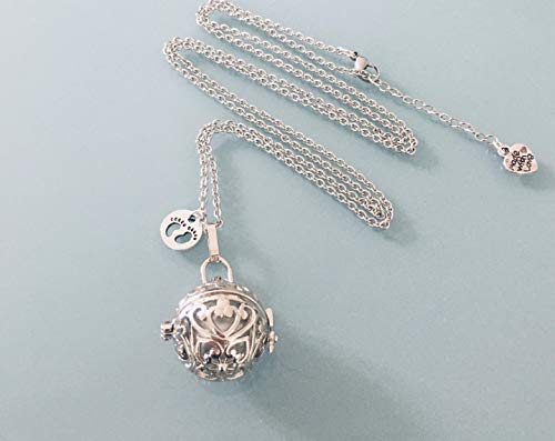 Embarazo bola, collar bola de embarazo con perla sónica y colgante de plata, joyas de regalo, idea de regalo, joya de la madre a la futura, regalo de la futura madre