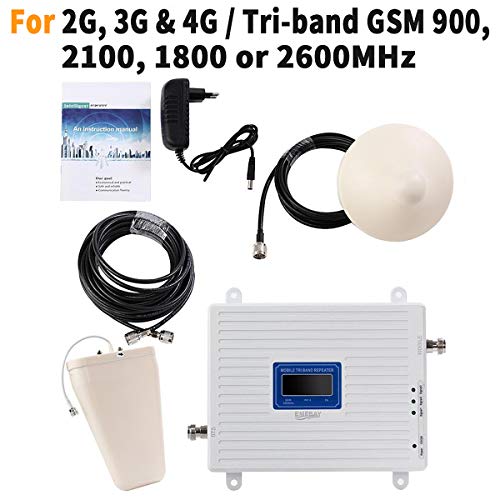 EMEBAY - Amplificadores de Señal Móvil Tri-Banda Repetidor 2G 900MHz 2100MHz LTE 1800MHz para Obtenga Llamadas Señal 3G y 4G en Su Casa/Oficina(900/2100/1800/MHz)