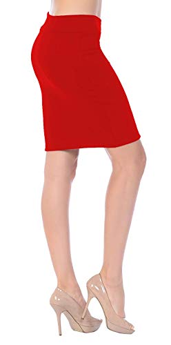Emma & Giovanni - Corto Elástica Básica Falda - Mujer (Rojo, 42-44)