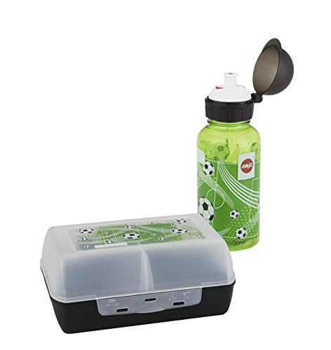 Emsa 518140 - Set botella de agua y fiambrera fútbol para niños de Tritan