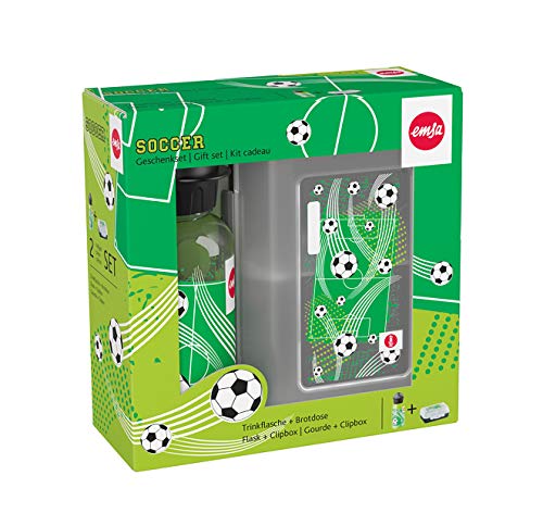 Emsa 518140 - Set botella de agua y fiambrera fútbol para niños de Tritan