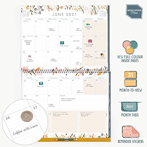 (en inglés) Boxclever Press Home Planner Calendario 2020 2021 pared. Calendario 2020 2021 de año académico con mucho espacio. Planificador mensual empieza en septiembre 20 - diciembre 21.