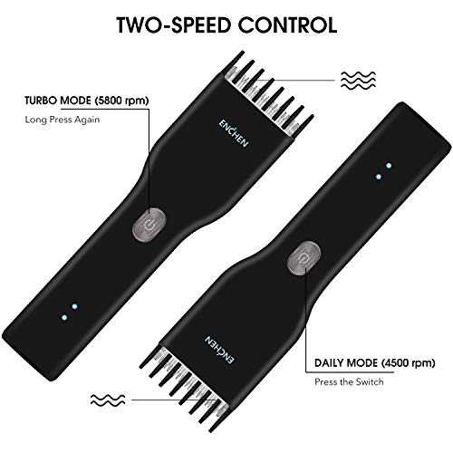 ENCHEN Cortapelos Eléctricos para Hombres, Afeitadora de Cabeza sin Cable Profesional Cortapelos USB Recargable Un Botón Bloquea Longitudes de Corte de 3-21mm para Uso Familiar (Cable USB Incluido)