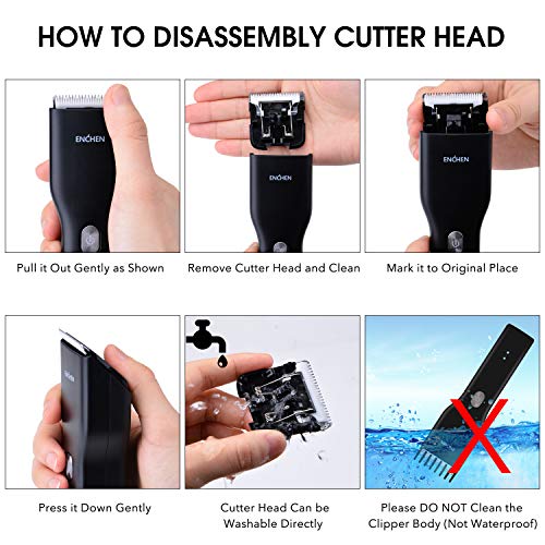 ENCHEN Cortapelos Eléctricos para Hombres, Afeitadora de Cabeza sin Cable Profesional Cortapelos USB Recargable Un Botón Bloquea Longitudes de Corte de 3-21mm para Uso Familiar (Cable USB Incluido)