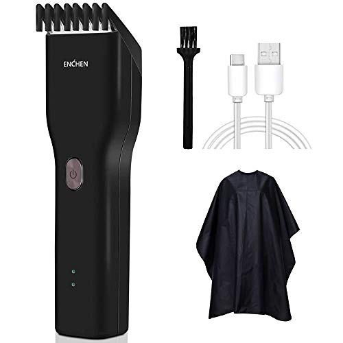 ENCHEN Cortapelos Eléctricos para Hombres, Afeitadora de Cabeza sin Cable Profesional Cortapelos USB Recargable Un Botón Bloquea Longitudes de Corte de 3-21mm para Uso Familiar (Cable USB Incluido)