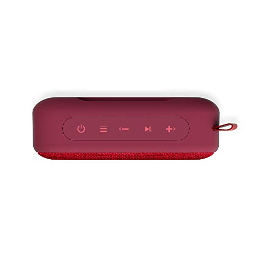 Energy Sistem Fabric Box 1+ Pocket 446469 - Altavoz Portátil (TWS, Bluetooth V5.0, 3W, USB & MicroSD Player, FM Radio, Audio-In), Color Rojo Cherry, 118 x 78 x 39 mm