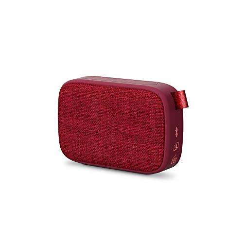 Energy Sistem Fabric Box 1+ Pocket 446469 - Altavoz Portátil (TWS, Bluetooth V5.0, 3W, USB & MicroSD Player, FM Radio, Audio-In), Color Rojo Cherry, 118 x 78 x 39 mm