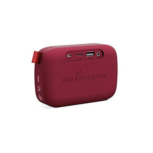 Energy Sistem Fabric Box 1+ Pocket 446469 - Altavoz Portátil (TWS, Bluetooth V5.0, 3W, USB & MicroSD Player, FM Radio, Audio-In), Color Rojo Cherry, 118 x 78 x 39 mm