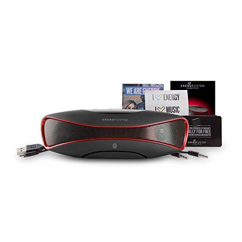 Energy Sistem Music Box BZ3 Altavoz portátil Bluetooth (6W, Radio FM, Lector USB/SD, Display retroiluminado) - Negro y Rojo