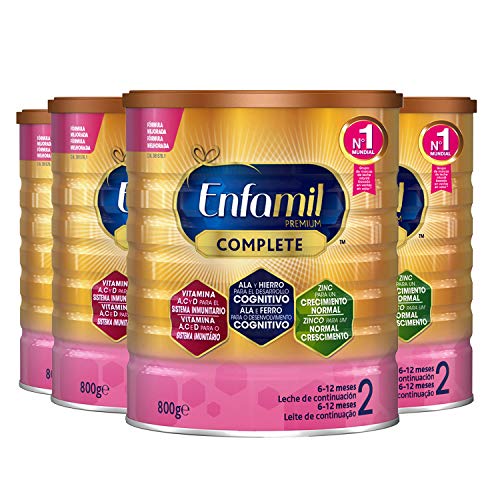 Enfamil Premium 2 - Leche infantil de Continuacion para Lactantes bebés de 6 a 12 Meses, 800 g | Pack de 4 Unidades - Consumo de 1 mes