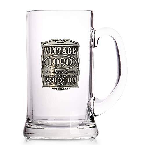 English Pewter Company VIN131 - Taza de cerveza de cristal, diseño vintage de años 1990, 30 cumpleaños o aniversario, idea de regalo única para hombres
