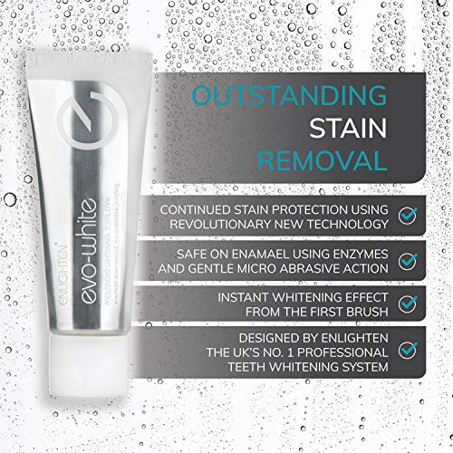 Enlighten - Evo White Pasta dental blanqueadora Blanqueamiento dental Salud bucodental Protege el esmalte Antiplaca dental Uso diario 75 ml