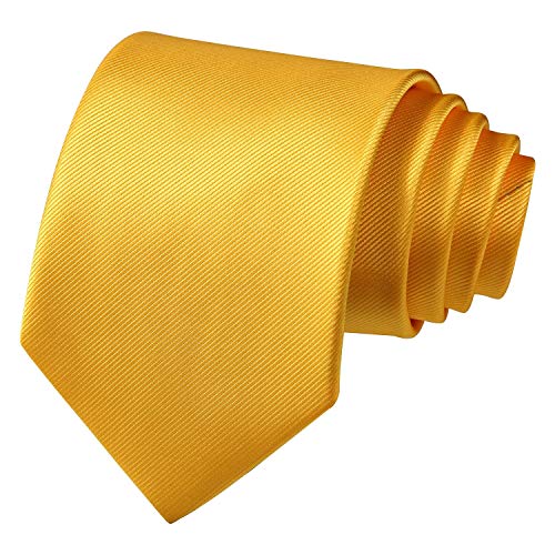 Enlision Conjunto de corbata cuadrada y bolsillo en color oro solido para hombres