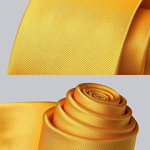 Enlision Conjunto de corbata cuadrada y bolsillo en color oro solido para hombres