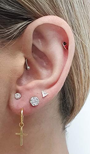 ENTREPLATA Pendientes Plata de Ley 925 Colgante Chapado Oro 24 K. Cruz