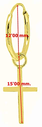 ENTREPLATA Pendientes Plata de Ley 925 Colgante Chapado Oro 24 K. Cruz