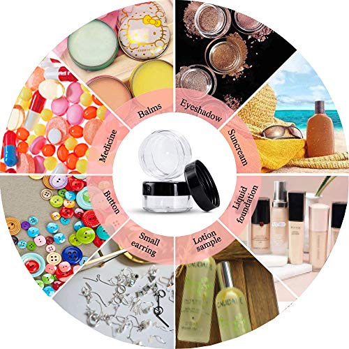 Envase Plástico Transparente Tarro Vacío Cosmético,Viaje de Muestra Recipientes Redondo, para loción, Crema, minivelas, cosméticos con 2 Piezas Mini Espátula(20 Piezas,5 ml)