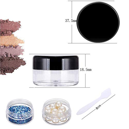 Envase Plástico Transparente Tarro Vacío Cosmético,Viaje de Muestra Recipientes Redondo, para loción, Crema, minivelas, cosméticos con 2 Piezas Mini Espátula(20 Piezas,5 ml)