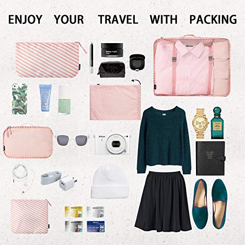 Eono by Amazon - 8 Pcs Packing Cubes for Suitcase Lightweight Luggage Packing Organizers Packing Cubes for Travel Accessories, Stripe