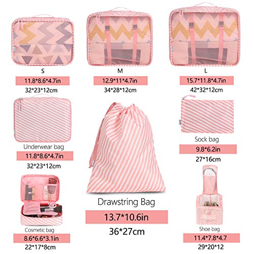 Eono by Amazon - 8 Pcs Packing Cubes for Suitcase Lightweight Luggage Packing Organizers Packing Cubes for Travel Accessories, Stripe