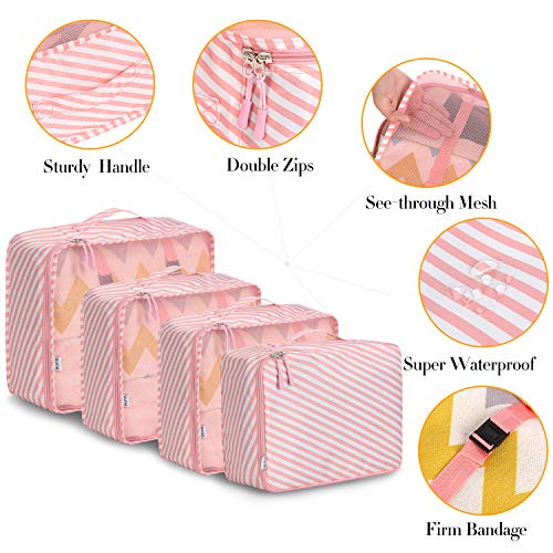 Eono by Amazon - 8 Pcs Packing Cubes for Suitcase Lightweight Luggage Packing Organizers Packing Cubes for Travel Accessories, Stripe
