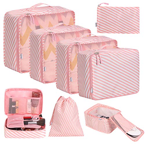 Eono by Amazon - 8 Pcs Packing Cubes for Suitcase Lightweight Luggage Packing Organizers Packing Cubes for Travel Accessories, Stripe