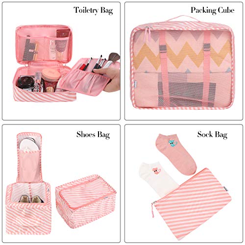 Eono by Amazon - 8 Pcs Packing Cubes for Suitcase Lightweight Luggage Packing Organizers Packing Cubes for Travel Accessories, Stripe