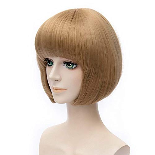 EQWR Postizos Cortos rectos Cortes Bob Peluca de cabello Touken Ranbu Online Maeda Toushirou Anime Cosplay Peluca, Fibra resistente a altas temperaturas, 30CM