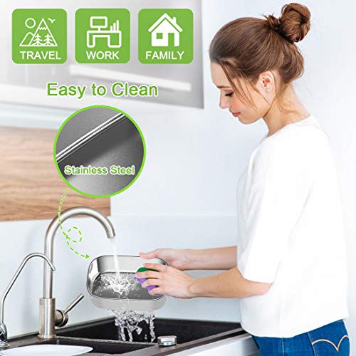 ERAY Fiambrera Eléctrica 220V 12V para Coche y Trabajo 40W 1,5L Recipiente Extraíble de Acero Inoxidable, 2 Compartimentos, Adecuado para Coche/Oficina/Escuela, Color Gris