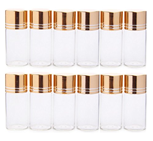 Ericotry - Botellas de vidrio transparente de 10 ml para aceites esenciales, polvos, cremas, pompas, grasa, 12 unidades