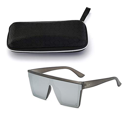 ERIOG Gafas de Sol Gafas De Sol Cuadradas De Gran Tamaño Hombres Mujeres Flat Top Fashion Lentes De Una Pieza Gafas De Sol para Mujeres Sombras Espejo