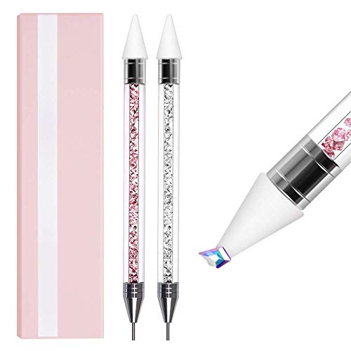 Escarabajos Rhinestone Picker Dotting Pen, 2 Piezas Rhinestone CrySunnysamls Studs Gems Picker Wax Pen Pencil CrySunnysaml Beads Handle Manicure Dual-End Nail Art DIY Decoration Tool