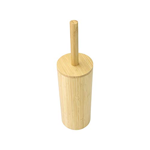 Escobilla y soporte de bambú | Limpiador de inodoros ecológico | Escobilla de baño de madera| Accesorios de baño de madera | M&W (Redondo)