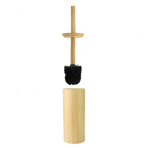 Escobilla y soporte de bambú | Limpiador de inodoros ecológico | Escobilla de baño de madera| Accesorios de baño de madera | M&W (Redondo)