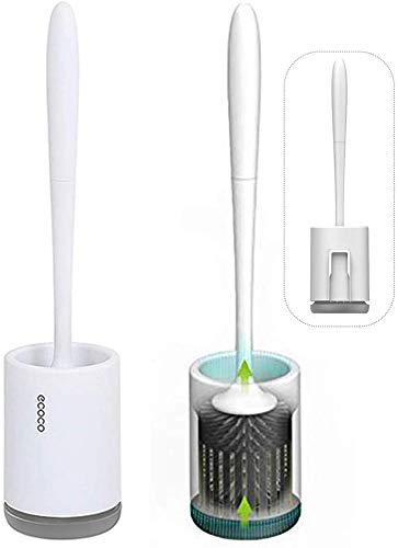 Escobillas de Inodoro con cerdas de Silicona limpias, escobillas de Inodoro de Silicona con Juego de Soportes de Secado rápido