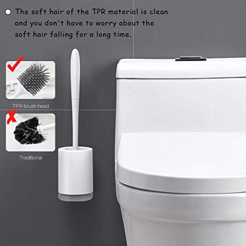 Escobillas de Inodoro con cerdas de Silicona limpias, escobillas de Inodoro de Silicona con Juego de Soportes de Secado rápido