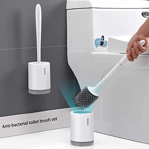 Escobillas de Inodoro con cerdas de Silicona limpias, escobillas de Inodoro de Silicona con Juego de Soportes de Secado rápido